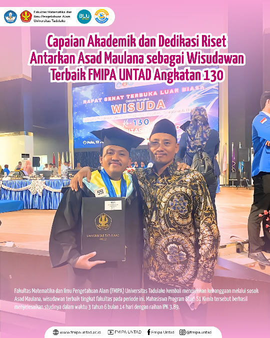 Capaian Akademik dan Dedikasi Riset Antarkan Asad Maulana sebagai Wisudawan Terbaik FMIPA UNTAD Angkatan 130