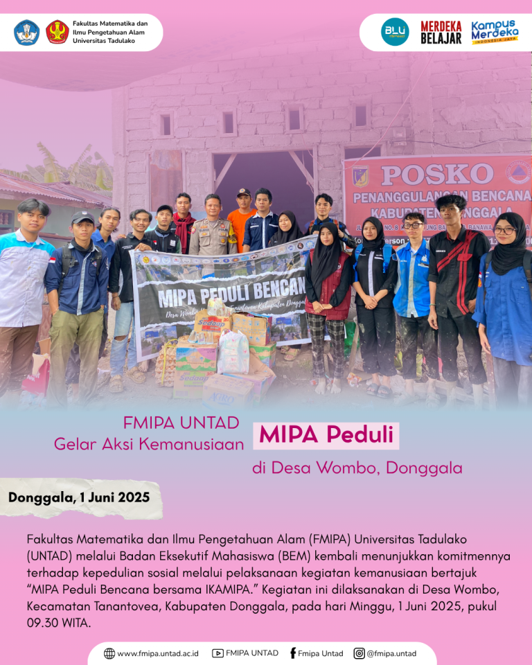 FMIPA UNTAD Gelar Aksi Kemanusiaan “MIPA Peduli” di Desa Wombo, Donggala